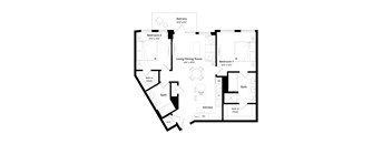 A black and white image of a floor plan for a home.