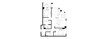 A black and white image of a house floor plan.