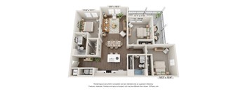a 1 bedroom floorplan with a bathroom and a living room