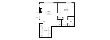 A black and white image of a floor plan for a house.