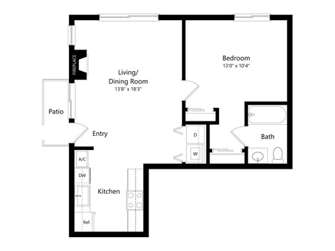 A black and white image of a floor plan for a house.