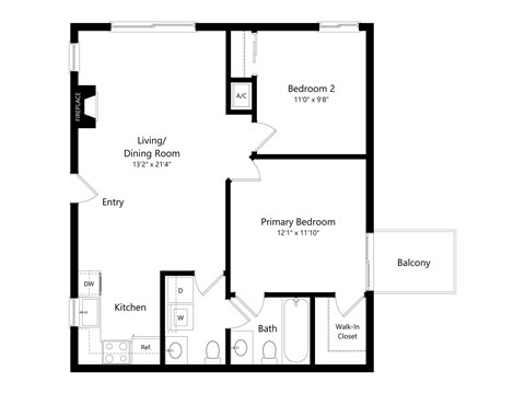 A black and white image of a floor plan for a home.