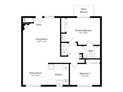 A black and white image of a floor plan for a house.