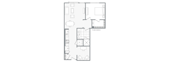 One bedroom one bathroom E  at Kinley West LA, Los Angeles, CA