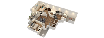 Wetterhorn - 3D floor plan - 922 SQFT