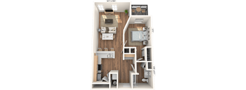 Whidbey Floor Plan at The Pacifica Apartments, Tacoma