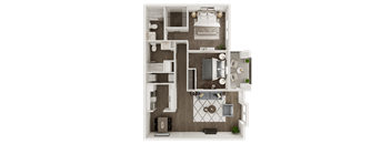 a floor plan of a bedroom with a bathroom and a living room