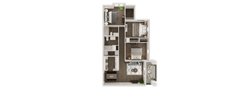 a bedroom floor plan of a 2100 sq ft apartment