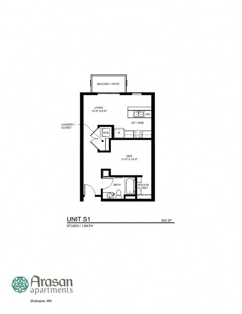 a floor plan of unit 51 with a bedroom and a bathroom