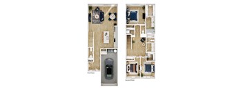 A diagram shows the layout of a two-story apartment.