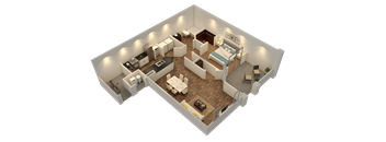 Yale - 3D floor plan - 771 SQFT