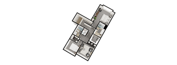 a 3d floor plan of a bedroom apartment