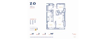 A1 Floor Plan 612 SF