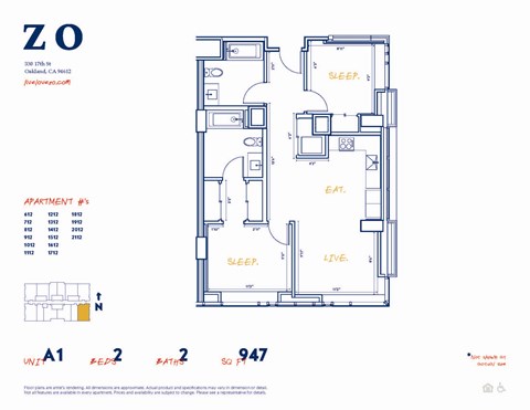 A1 Floor Plan 612 SF