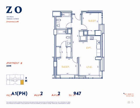 A1 PH Floor Plan 2208 SF