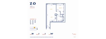 B1 609 sf Floor Plan