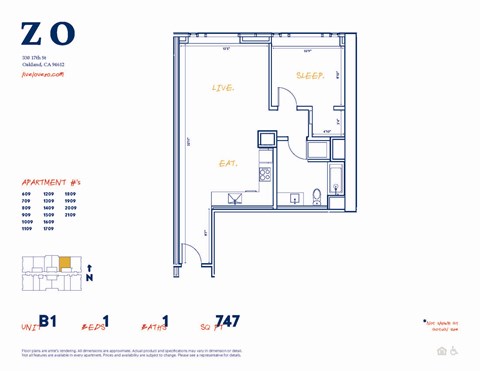 B1 609 sf Floor Plan