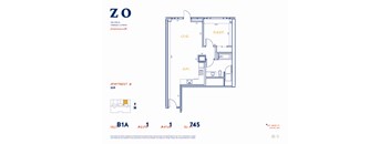B1A 509 sf Floor Plan