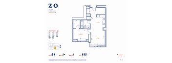 B3 608 sf Floor Plan