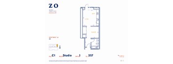 C1 511 sf Floor Plan