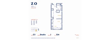 C3 610 sf Floor Plan