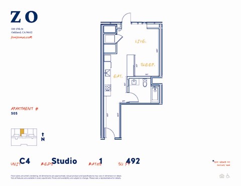 C4 505 sf Floor Plan