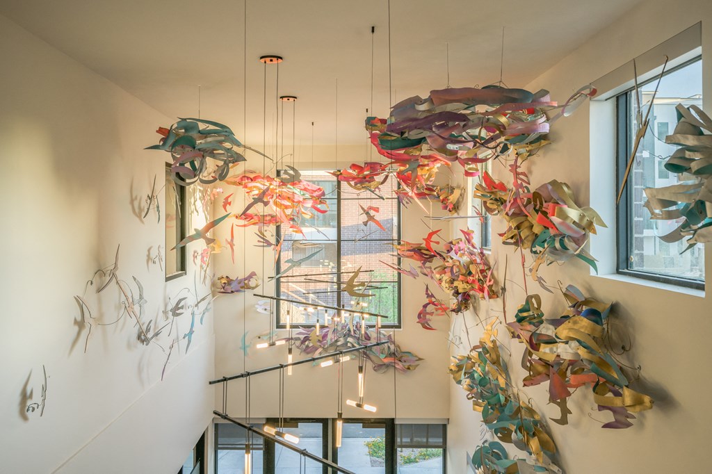 Artwork hanging from ceiling