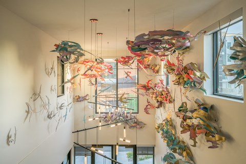 Artwork hanging from ceiling