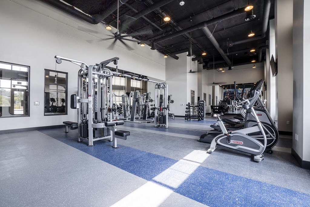 fitness center with weight machines and cardio equipment