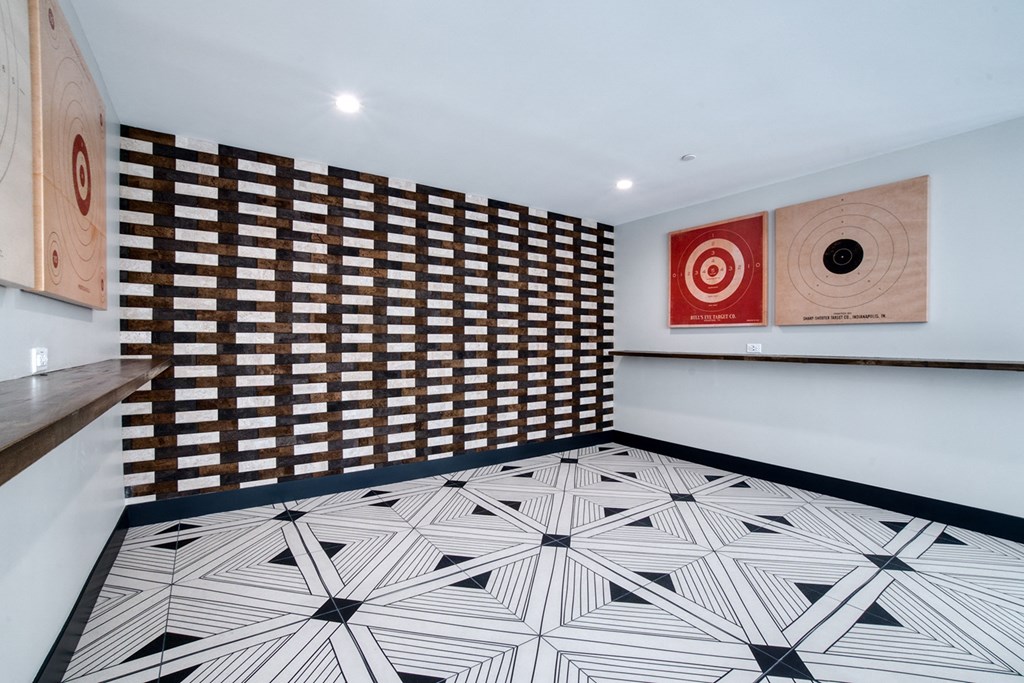 Dart boards in open room