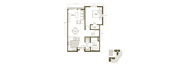 a floor plan of a house with a bedroom and a living room
