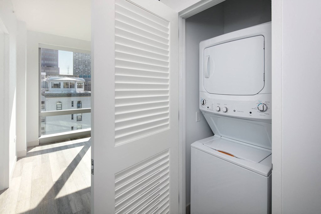 a washer and dryer in a room
