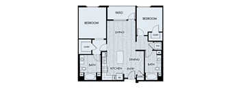 A black and white image of a floor plan for a house with labeled rooms.