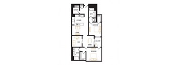 a floor plan of a unit with bedrooms and baths