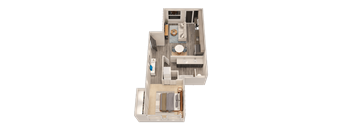 Belmont - 3D floor plan - 552 SQFT