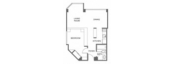 a floor plan of a house with a bedroom and a living room