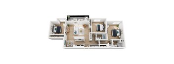 A top-down view of a house layout with labeled rooms.