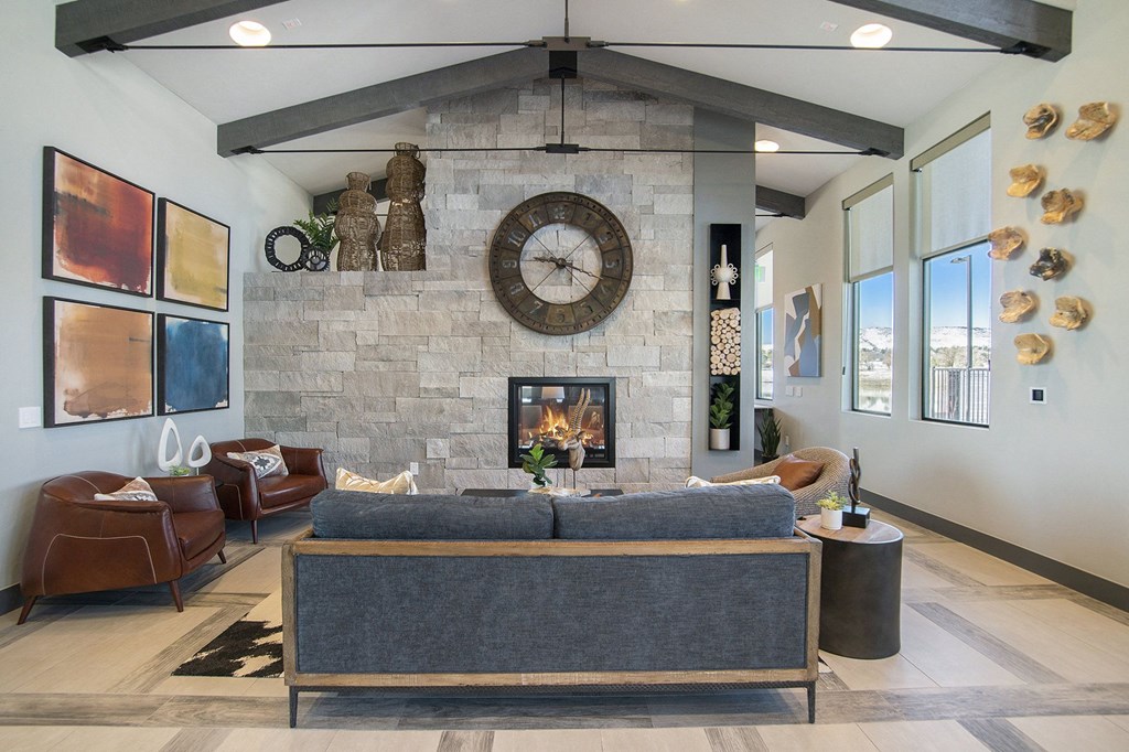 Clubroom with a fireplace