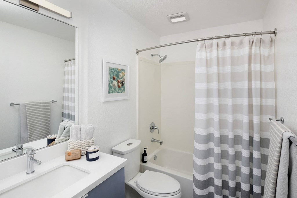 a bathroom with a shower and a toilet and a sink