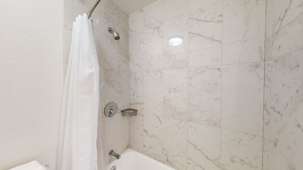 a bathroom with a tub and a shower