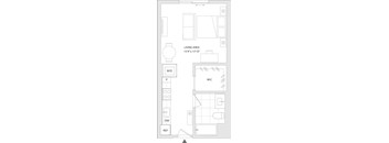 A floor plan of an apartment with a living area, W.D, WIC, and REF labeled.