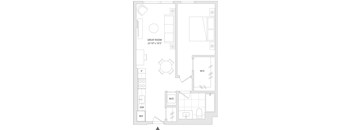 A floor plan of a house with a great room sized at 22'10"x10'3".