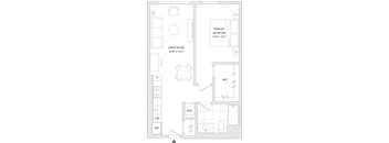 A floor plan of a house with a primary bedroom, a great room, a wet/dry wall, and a reference wall.