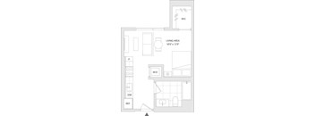A floor plan of a living area with a WIC section.