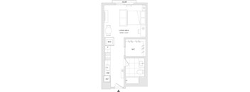 A floor plan of a living space with a living area of 15'5"x12'1" and a WIC.