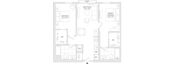A floor plan of a house with a Great Room, two Bedrooms, a W/D, a DW, a REF, and two W/Cs.