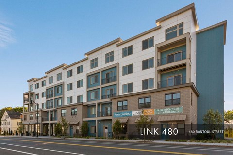 A modern apartment building named LINK 480 is located at 480 Rantoul Street.