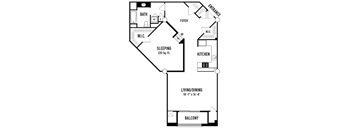 a floor plan of a small house with a bedroom and a living room