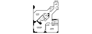 plan of a floor plan with bedrooms and baths