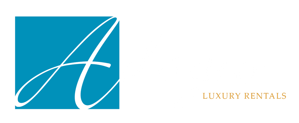 a blue and white logo for luxury rentals